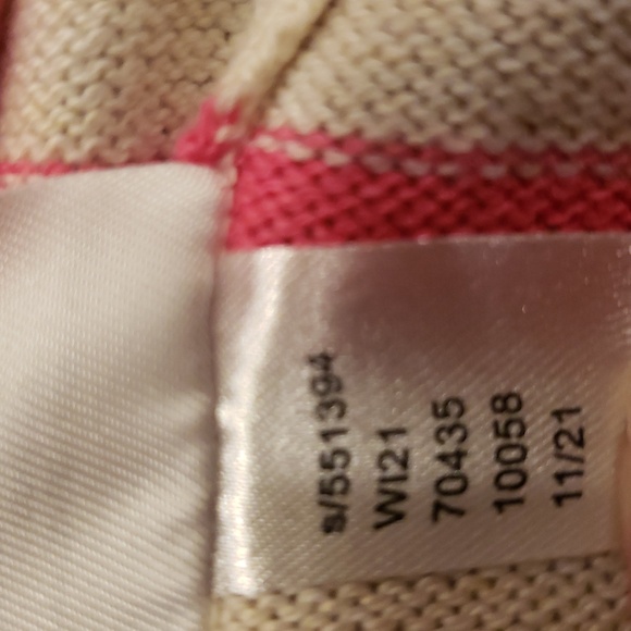 LOFT Cream with Pink stripe sweater.  Cropped style, V neck. Women's Medium - Picture 8 of 9